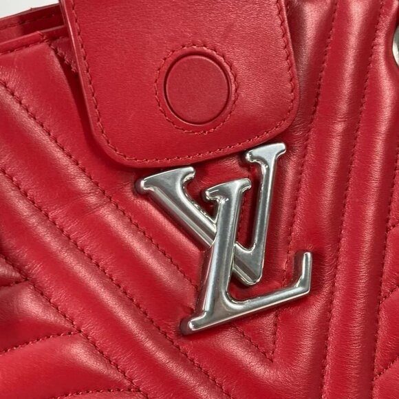 LOUIS VUITTON M51497 New Wave Chain tote Double Chain Shoulder Bag Leather Red - Picture 13 of 16